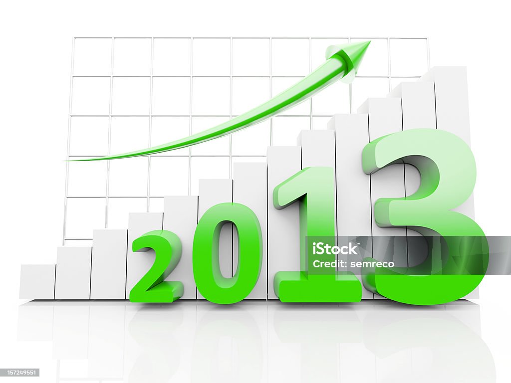 New Year 2013 3d 2013 growth chart on white background. 2013 Stock Photo