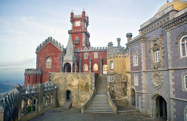 pena national palace, the phantasy castle. - sintra stockfoto's en -beelden