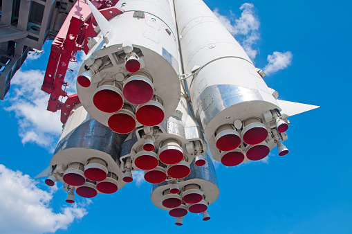 Moscow, Russia - June 30 , 2023: rocket model and Cosmos pavilion