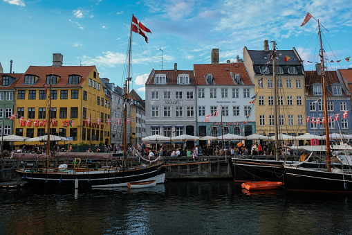 Nyhavn canal harbor Copenhagen city Denmark