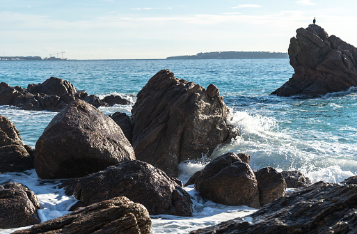 Abstract rugged shape of garden rocks