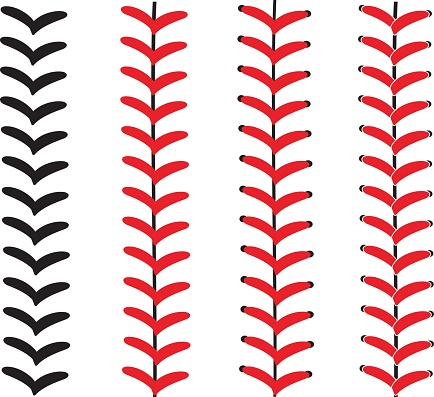 A collection of 4 baseball stitching patterns