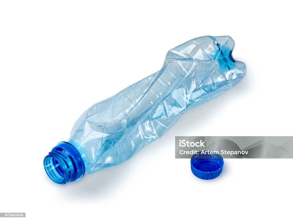 Squashed Plastic Empty Plastic Bottle Isolated Crumpled Plastic Bottle Global Pollution ...