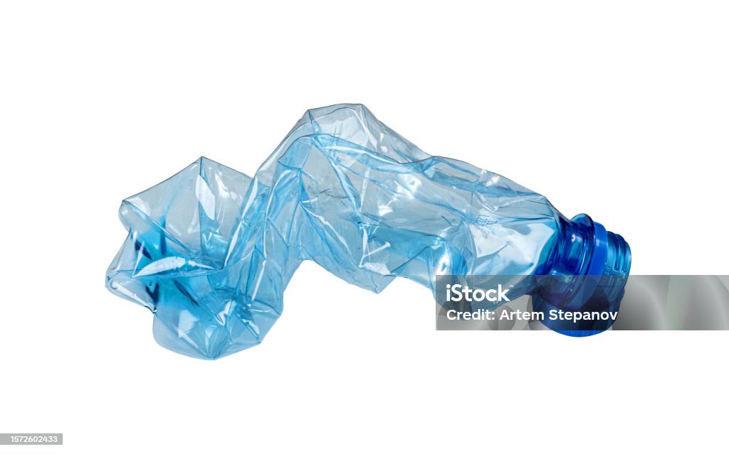 Squashed Plastic Empty Plastic Bottle Isolated Crumpled Plastic Bottle Global Pollution ...