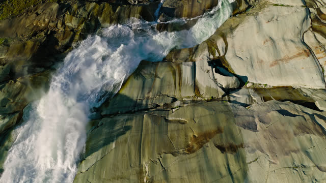 Slow Motion Aerial View of the Source of the Rhône River