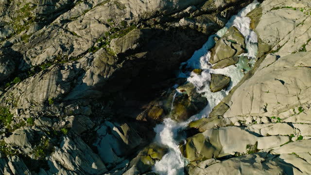 Slow Motion Drone Shot of the Source of the Rhône River