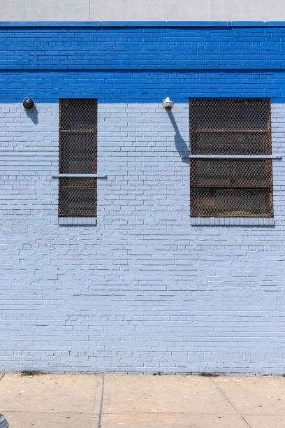 istock Industrial wall in blue and light blue 1572620361