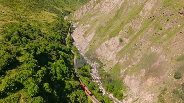 Drone Shot Following Heritage Steam Train in Furka Pass