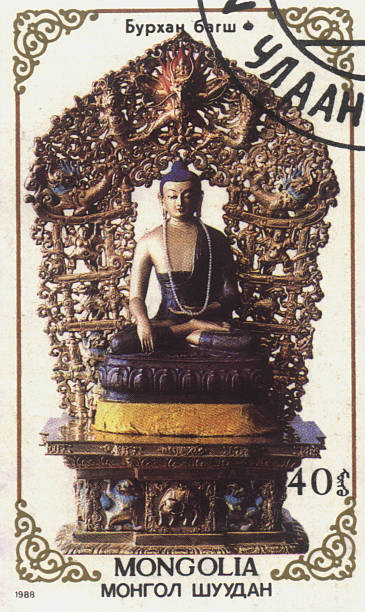 istock Mongolian postage stamp: statue of god 157263385