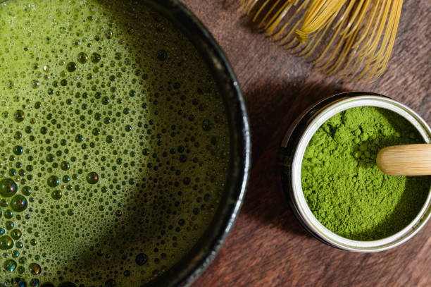 istock Matcha green tea in a bowl. View from above. 1572645050