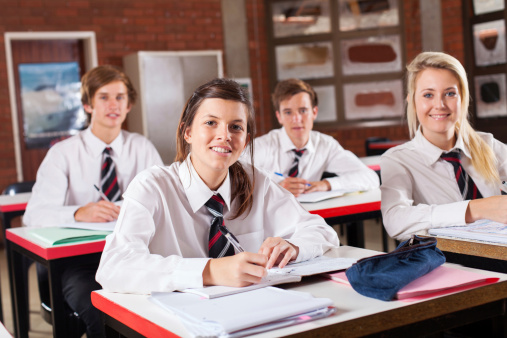 group of high school students in classroom