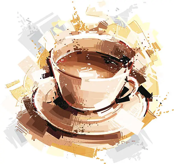 Vector illustration of digital coffee sketch