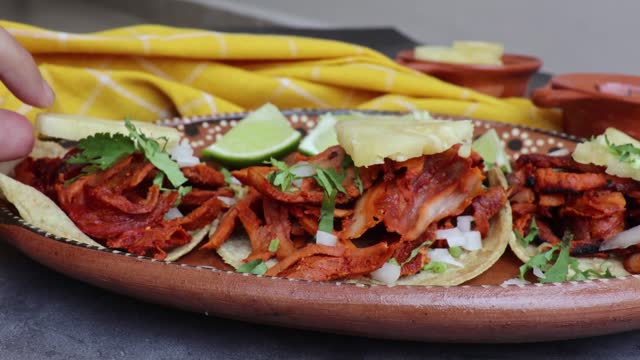 Tacos al pastor with pineapple
