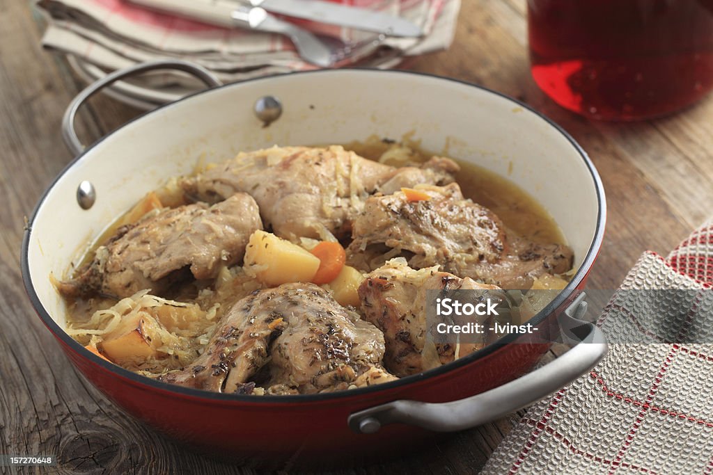 Rabbit and cabbage stew Rabbit and cabbage stew in a pan Cabbage Stock Photo