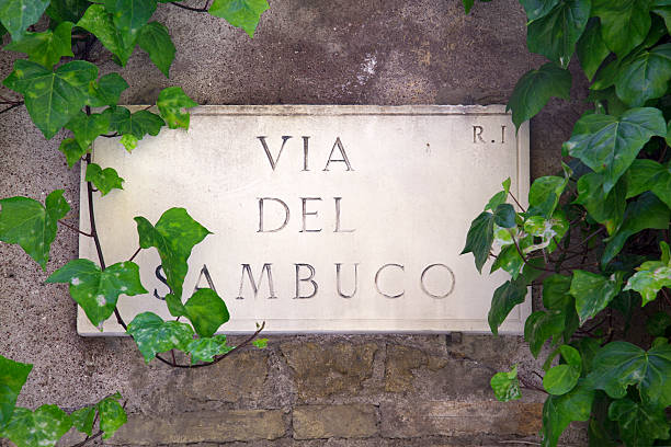 istock Via Del Sambuco street name sign 157271441