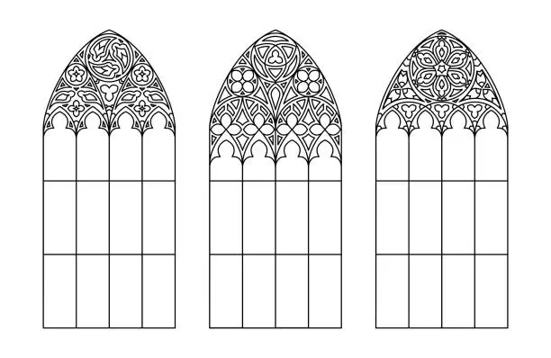 Vector illustration of Christian medieval arches.