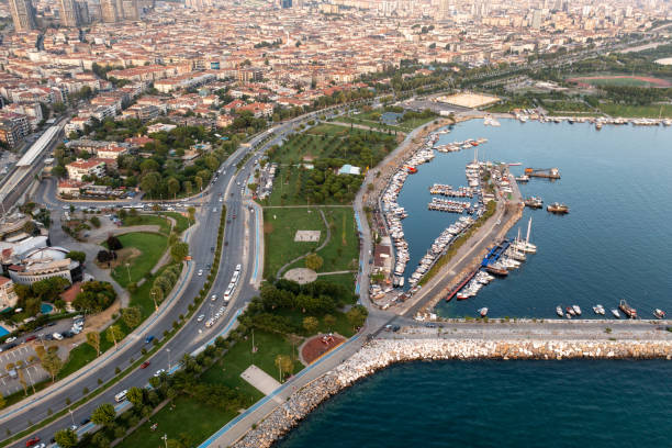 istock Drone view Maltepe Sahil at sunset. 1572772125