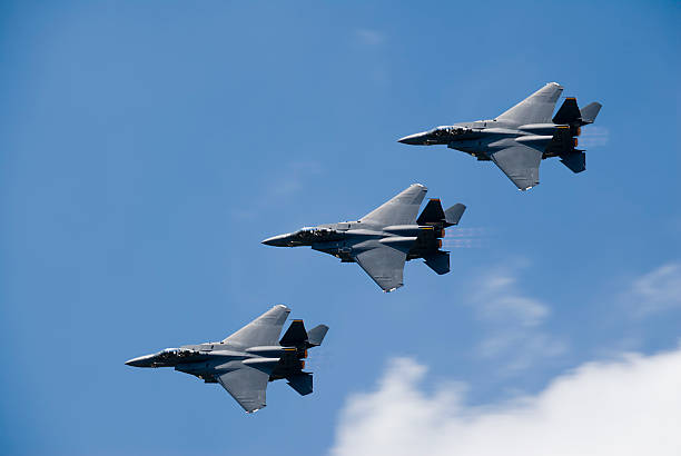 F15 Fighter Jets Flying stock photo