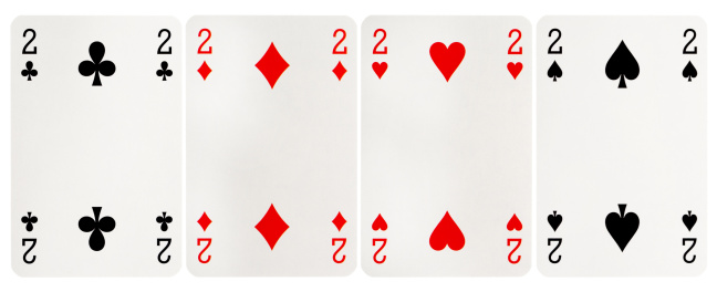 Four of Ten playing cards - isolated on white
