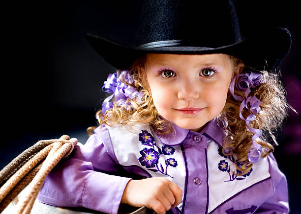 cowgirl with hat stock photo