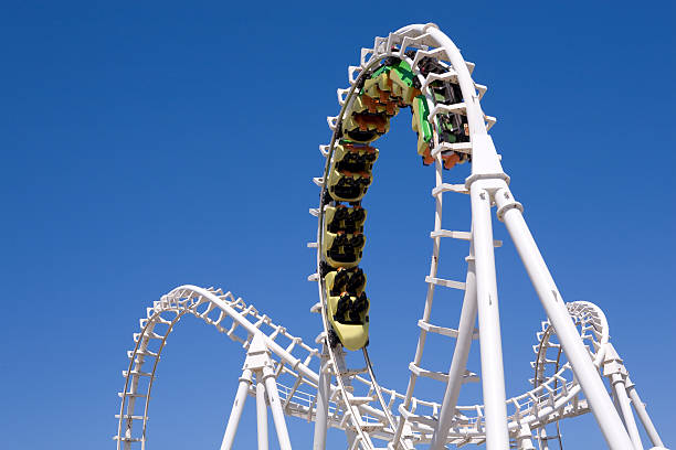 Roller Coaster Roller coaster with clear blue sky rollercoaster stock pictures, royalty-free photos & images