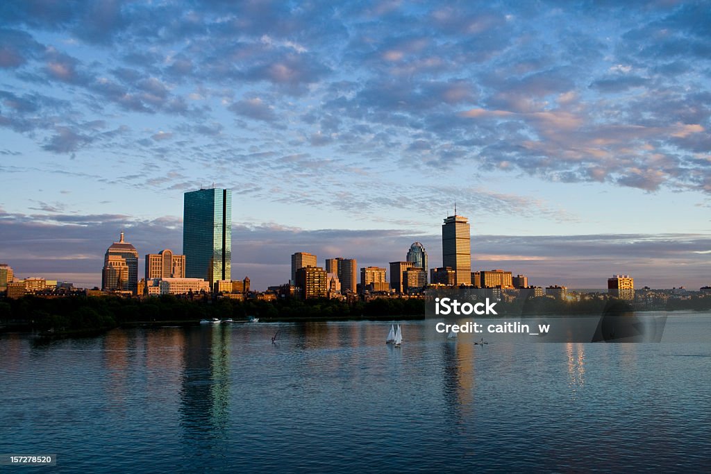 Coucher de soleil sur la rivière Charles - Photo de Boston - Massachusetts libre de droits