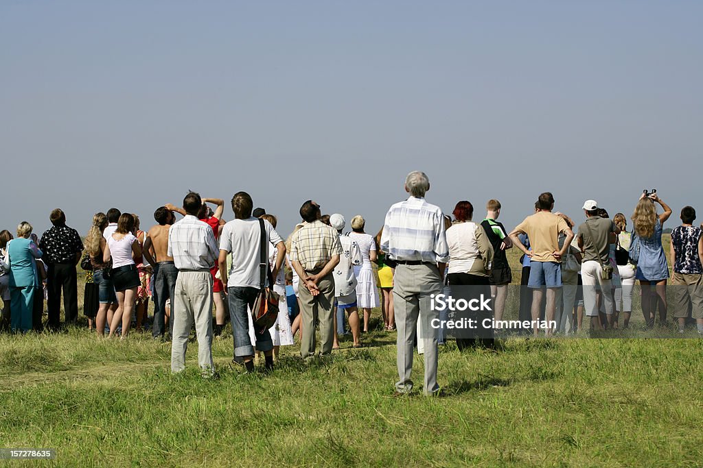 Crowd at Air Show  Looking Up Stock Photo