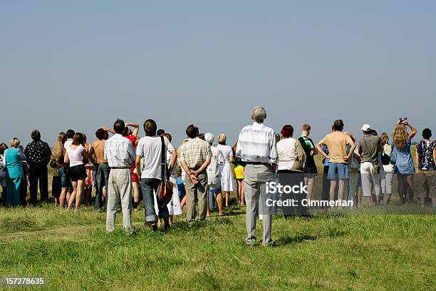 Crowd At Air Show Stock Photo - Download Image Now - Looking Up, Crowd of People, Group Of People