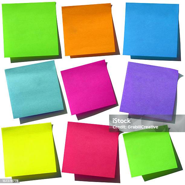 Bright Postit Notes Stock Photo - Download Image Now - Adhesive Note, Brightly Lit, Color Image