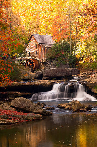 istock Autumn at Glade Creek Mill Waterfall Colorful Serene 157278867