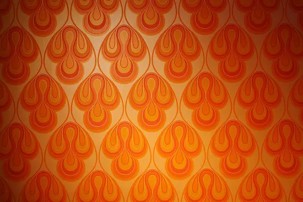 Psychedelic funky retro 1970s wallpaper. 