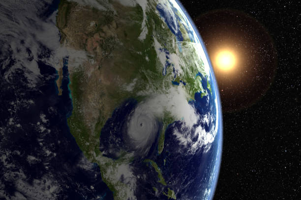 istock Sunflare over Florida with visible hurricane 157279255