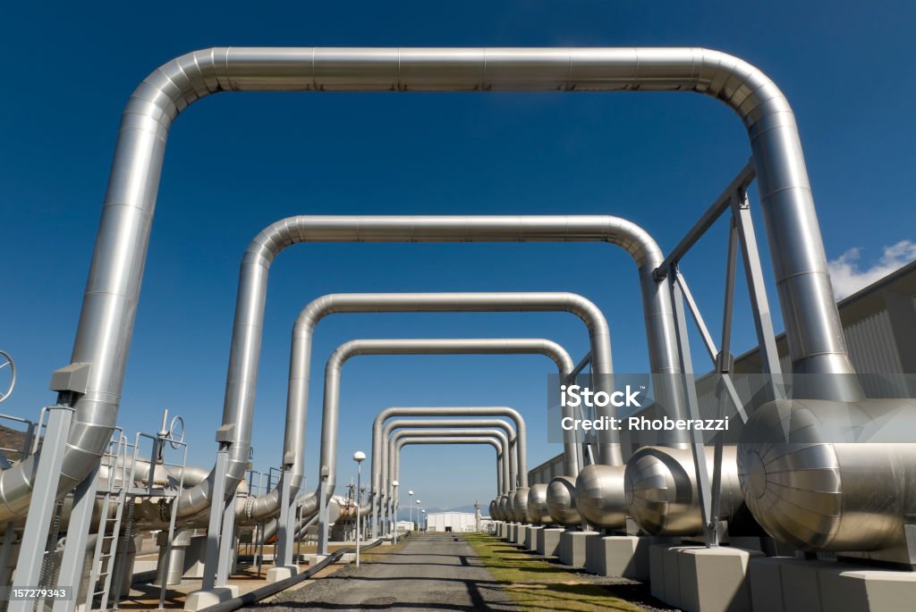 Les tuyaux des gicleurs - Photo de Centrale géothermique libre de droits