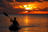 woman kayaking during sunset in Florida Keys