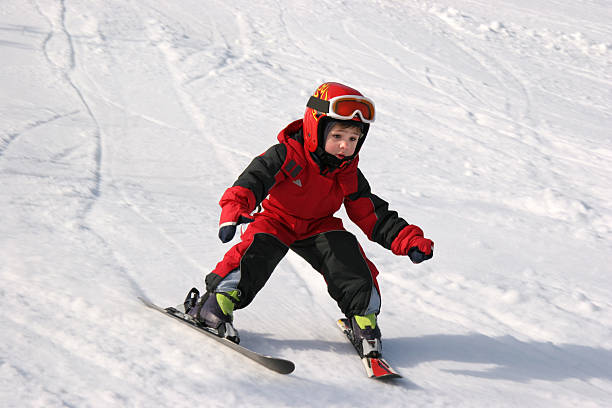 Child skiing stock photo