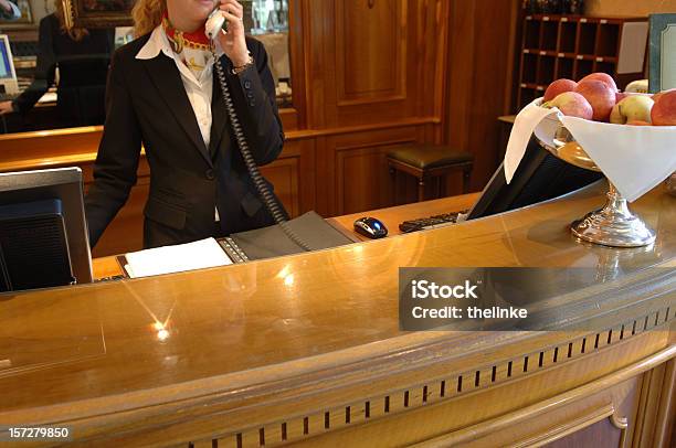 Reception Desk Stock Photo - Download Image Now - Desk, Hotel, Telephone