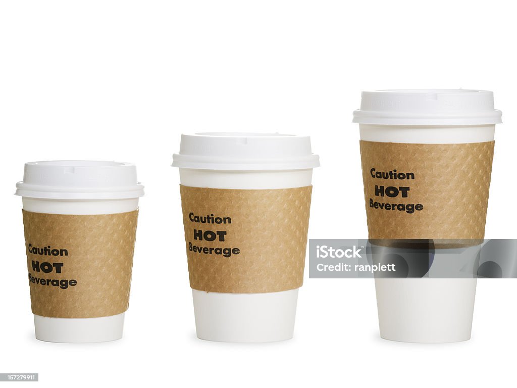 Piccolo, medio e grande tazze di caffè (Clipping Path - Foto stock royalty-free di Scontornabile