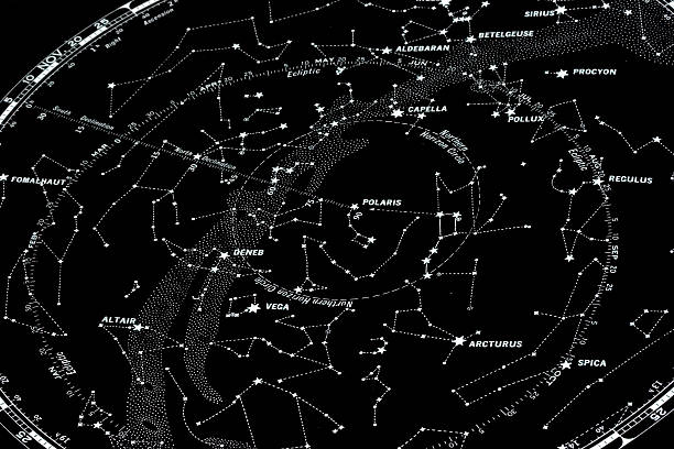 stella mappa dell'emisfero settentrionale - costellazioni foto e immagini stock