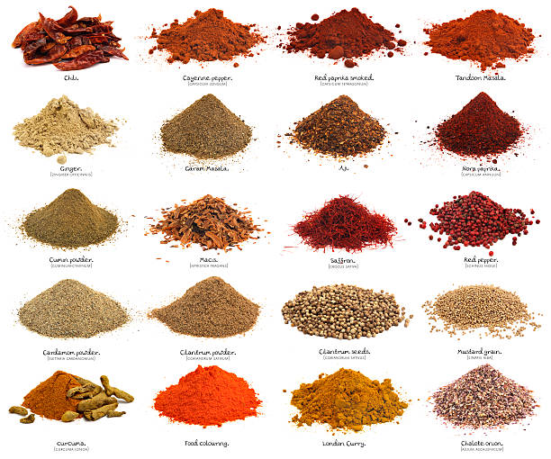 Spices Assorted Display Market Monochrome Closeup Detailed Aromatic Selection
