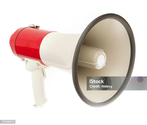 Announcement Stock Photo - Download Image Now - Megaphone, White Background, Announcement Message