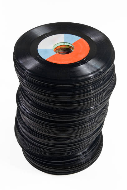 istock Stack of Old Scratched 45rpm Records 157280354