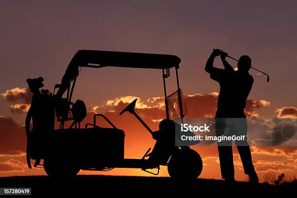Silhouette Da Golf - Fotografie stock e altre immagini di Golf - Golf, Golf car, Adulto
