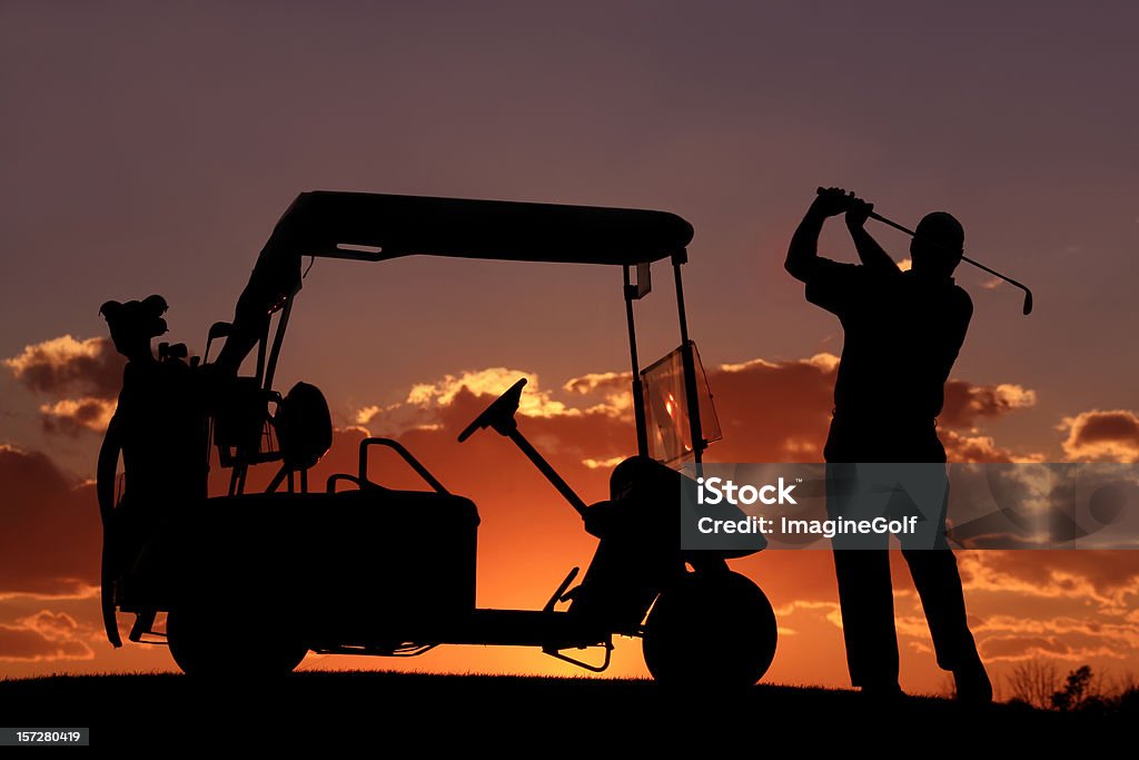 골프는요 Silhoutte - 로열티 프리 골프 스톡 사진