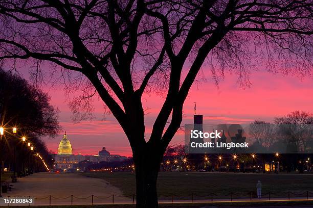 Capitol Hill Nella Mattina Rosso - Fotografie stock e altre immagini di Smithsonian Institution - Smithsonian Institution, Washington DC, Orizzonte urbano