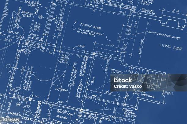 Architectural 45 Stock Illustration - Download Image Now - Blueprint, Building Exterior, Construction Industry