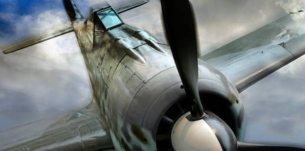 istock Retro-styled German Fock-Wulf 190 WWII fighter plane in action 157280934
