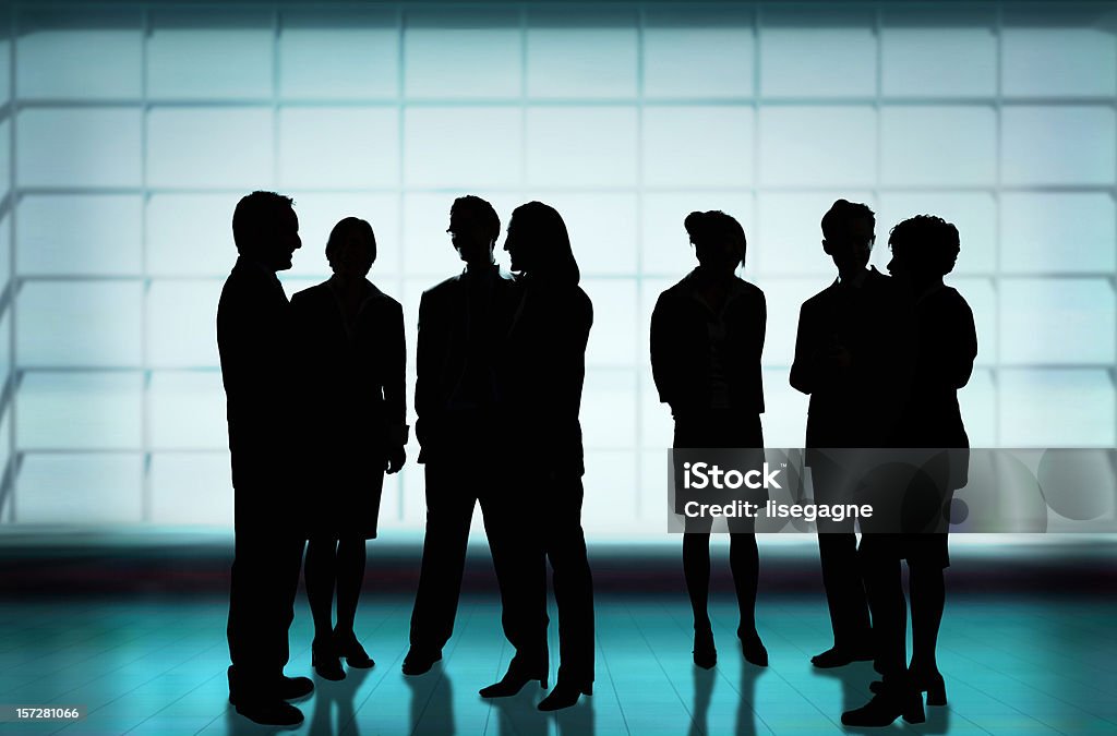 Grupo hablando en silueta - Foto de stock de Negocio libre de derechos