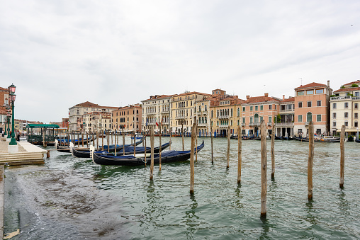 Venice, Italy - June 30, 2023: Venice canal shot from gondola, Italy