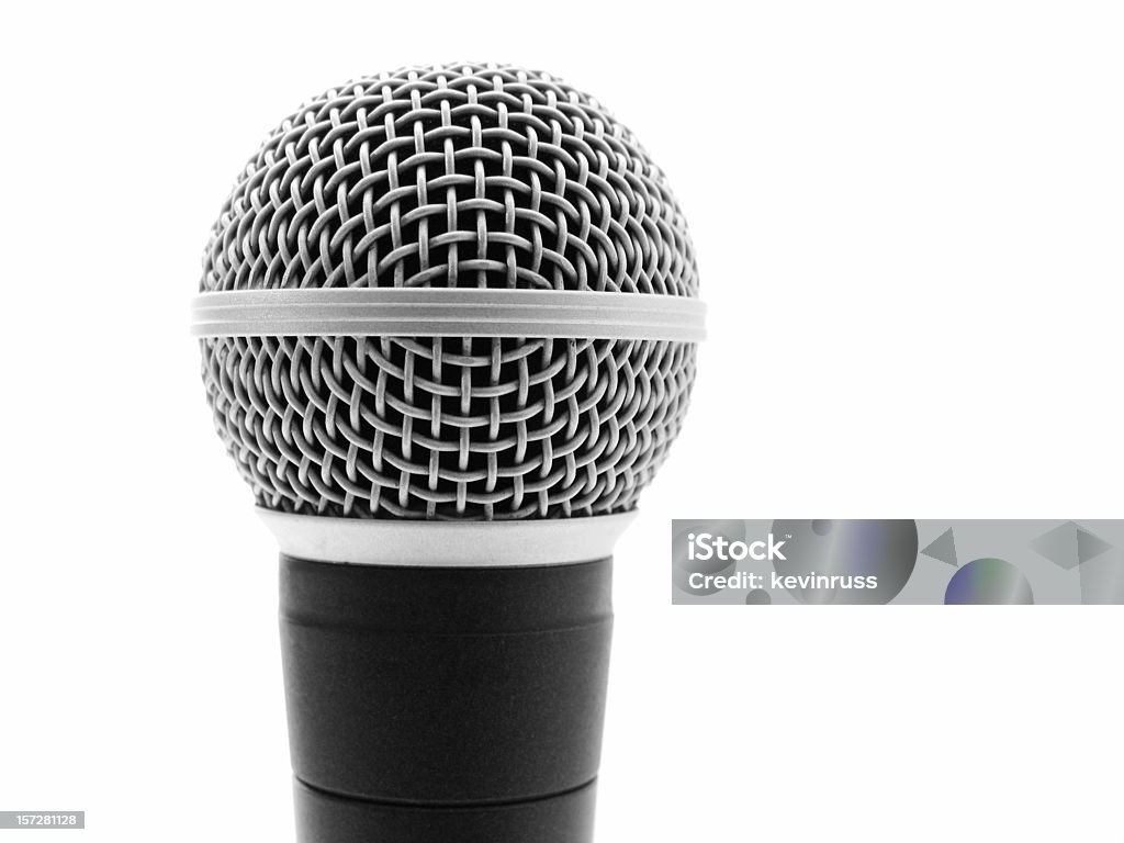 Upclose Un Microphone sur fond blanc - Photo de Micro libre de droits