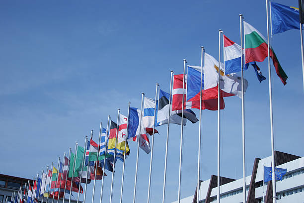 istock European flaggs & parliament 157281222